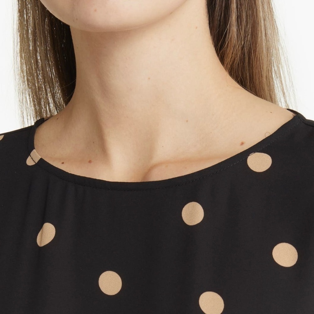 Anne Klein Polka Dot Blouse in Anne Black / Latte Size XS - Picture 4 of 11